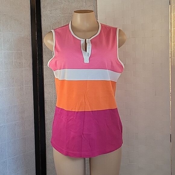 BRAND NEW KIM ROGER  MULTI-COLOR SLEEVELESS WOMEN'S GOLF SHIRT - Picture 8 of 12